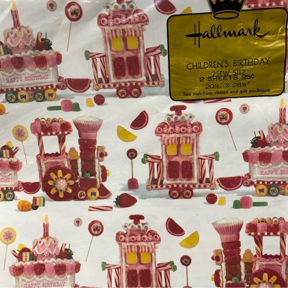 Vintage American Greetings & Hallmark Wrapping Gift Paper Sports Candy Made USA - Picture 4 of 5